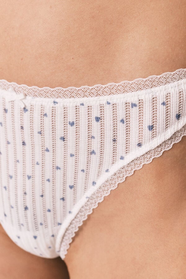 Women'secret Plave i bele sa printom pamučne tanga gaćice, pakovanje od 2 Print