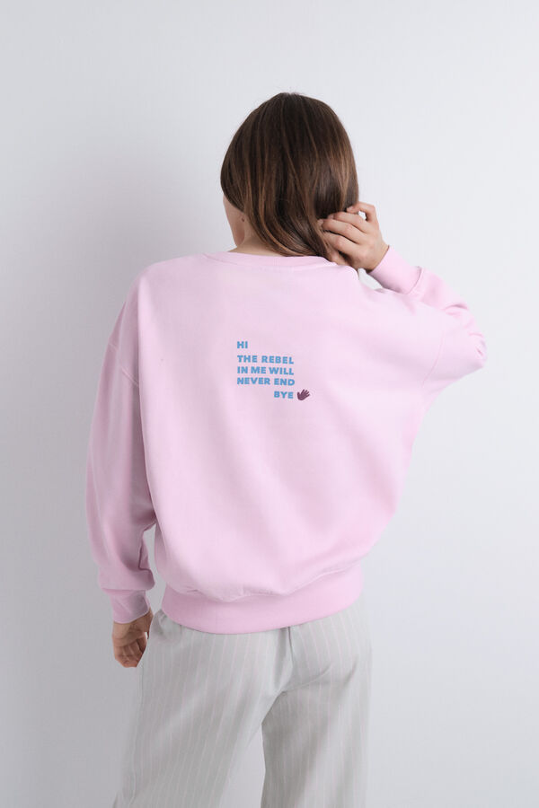 HI&BYE Sudadera felpa lisa rosa rosa