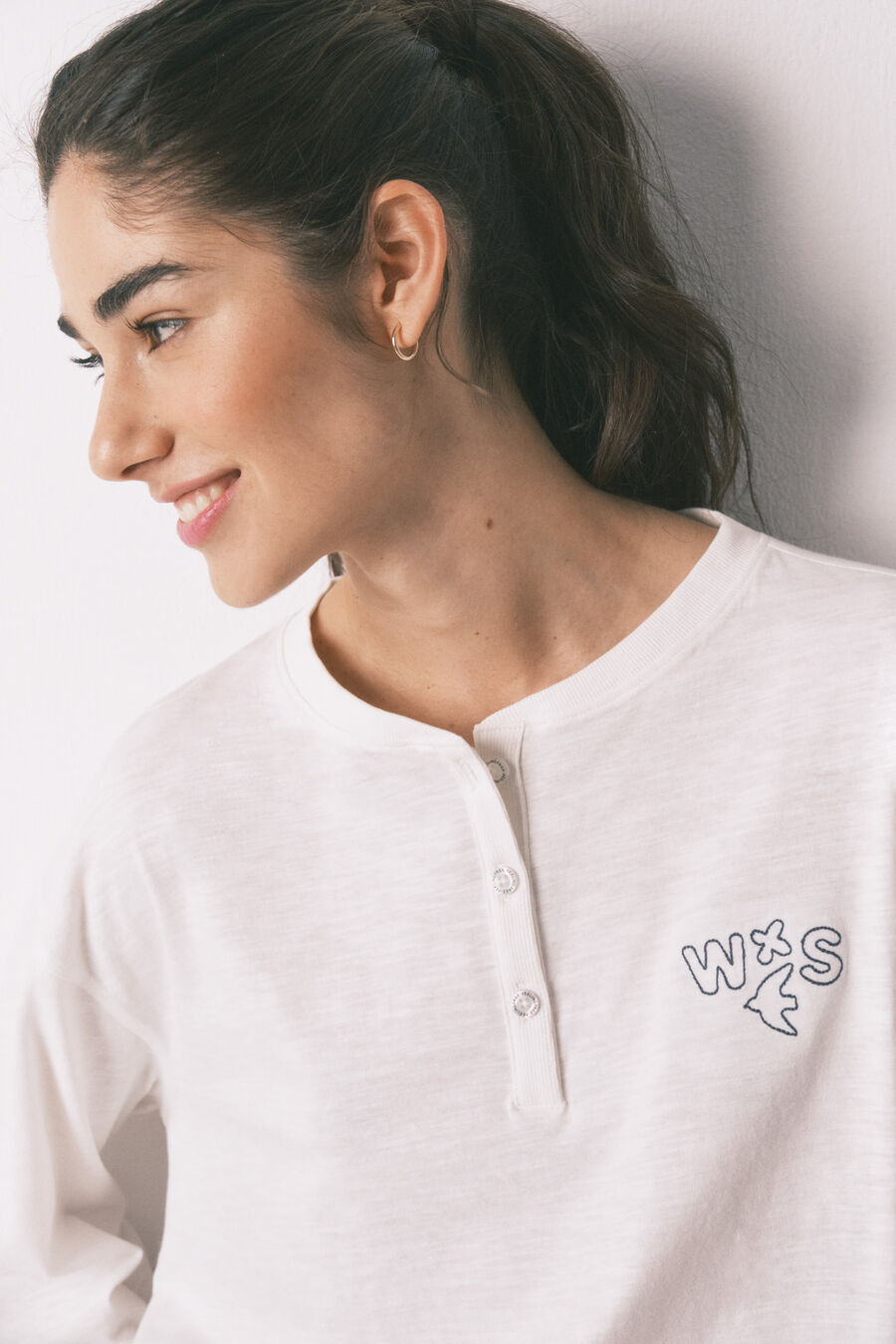 Camiseta manga larga 100% algodón blanca