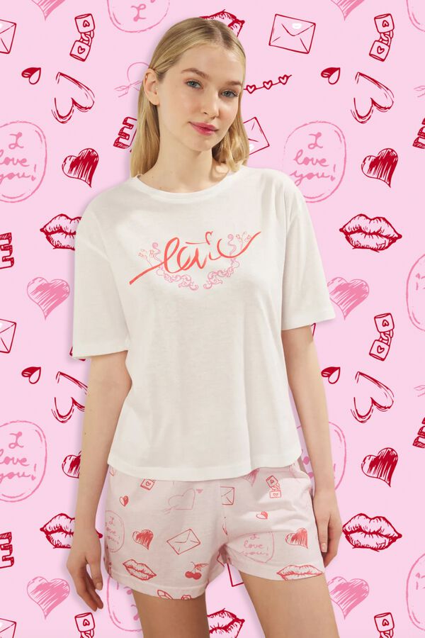 Trendyol Conjunto de pijama curto amor estampado