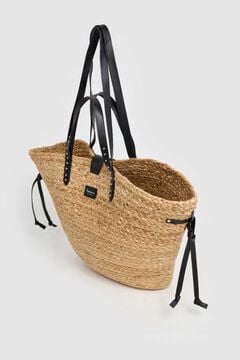 Pepe Jeans Mala tote de praia em r&aacute;fia com tachas