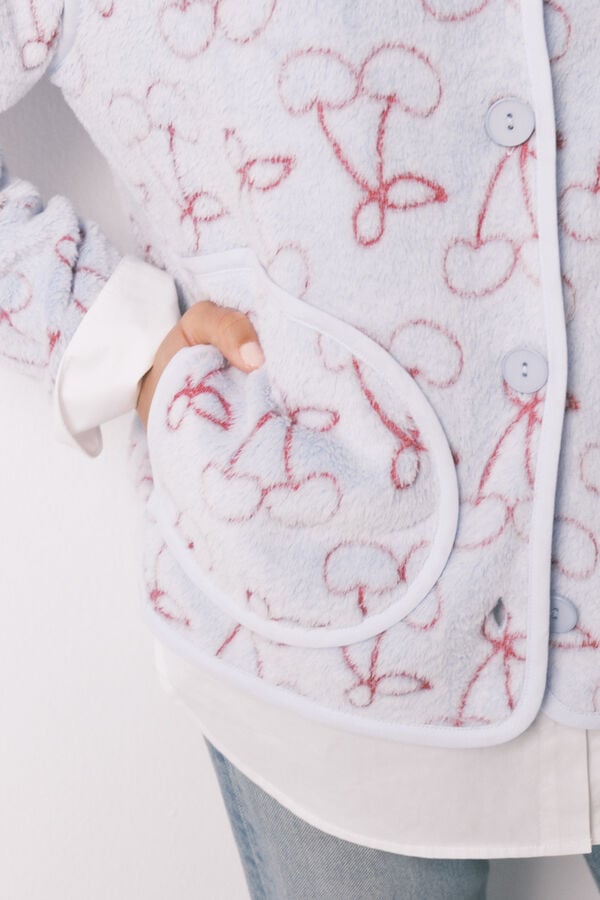 Women'secret Flisani kućni ogrtač sa žakardnim krznom Plava