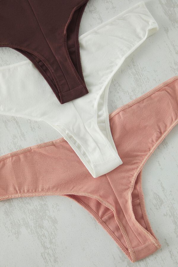 Trendyol Lot de 3 strings unis nude