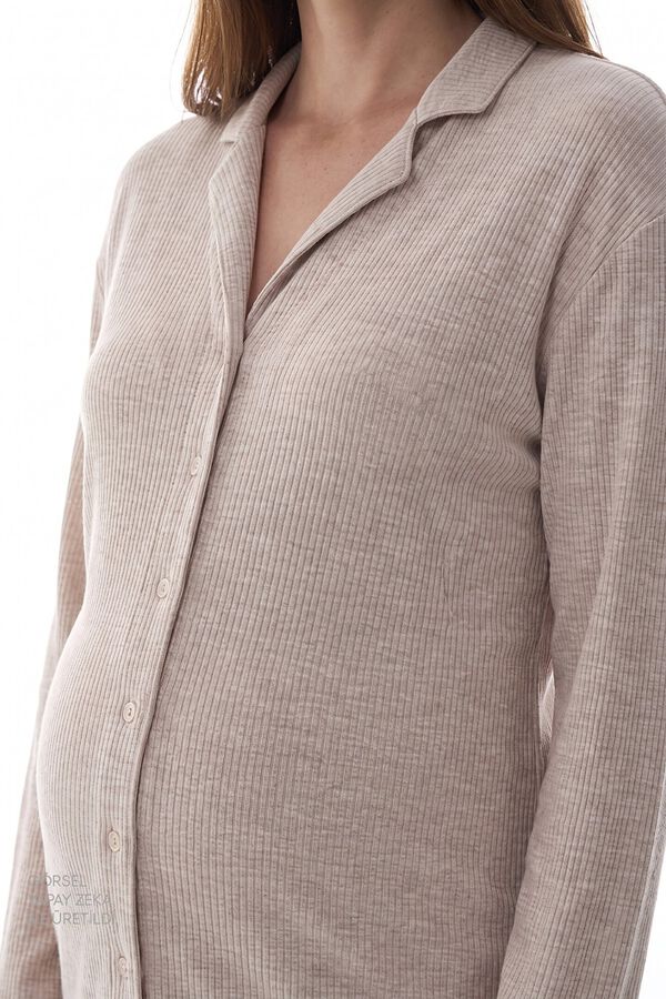 Penti Camis&oacute;n de manga larga para maternidad  beige