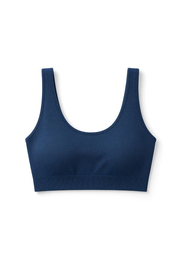 Women'secret Plavi top grudnjak od mikrofibre s pjenastim ko&scaron;aricama Plava
