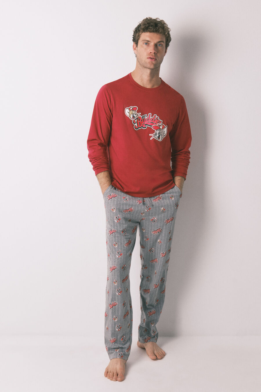 Pijama largo 100% algodón Buddies rojo