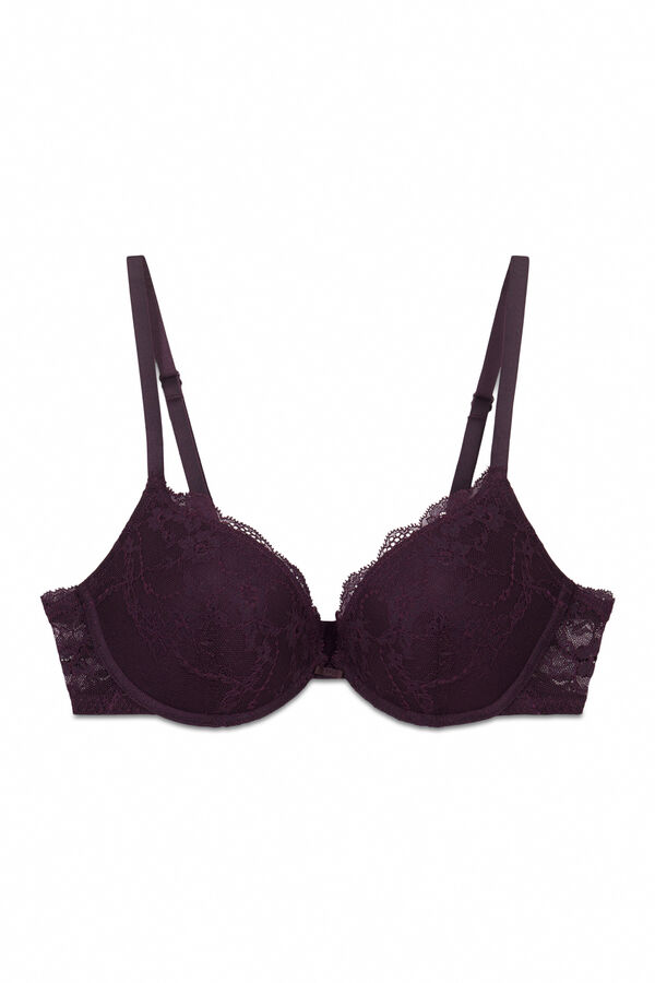 Women'secret Ljubičasti čipkasti push-up grudnjak GORGEOUS Ljubičasta