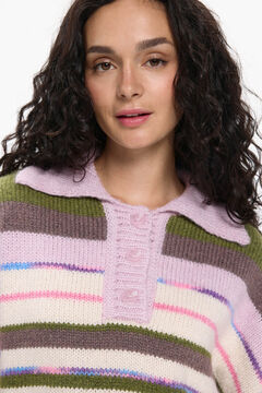 Pieces Camisola gola polo contrastante