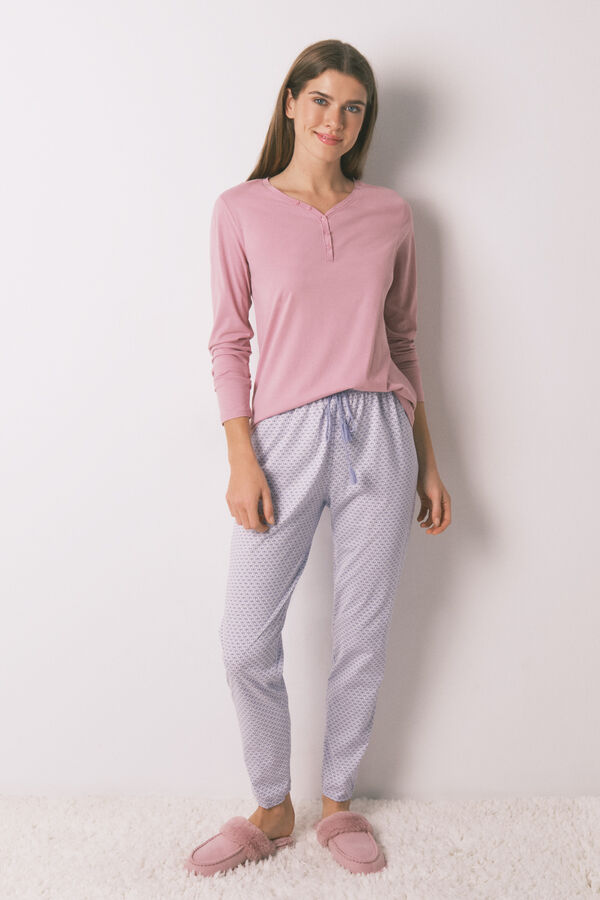 Women'secret Uske pantalone od 100% pamuka sa geometrijskim printom Print