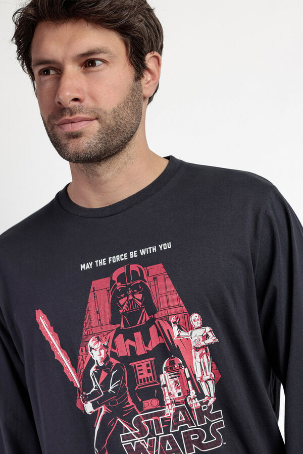 Admas Pijama largo Star Wars 100% algod&oacute;n para hombre gris