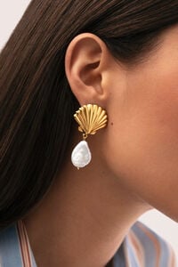 Singularu Pendientes Shelly Perla Acero Ba&ntilde;o Oro