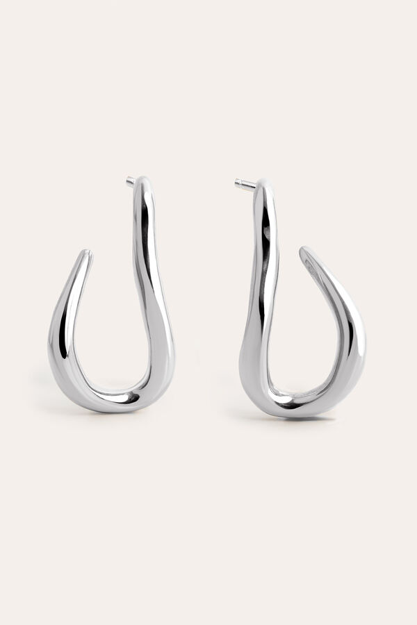 Singularu Organic Hook steel hoop earrings grey