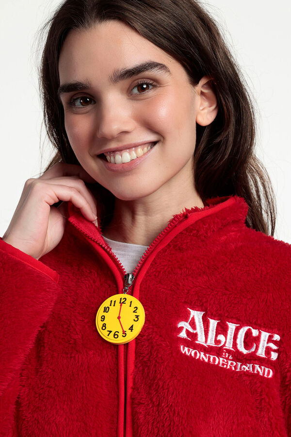 Admas Bata corta borrego Alicia Wonderland para mujer rojo