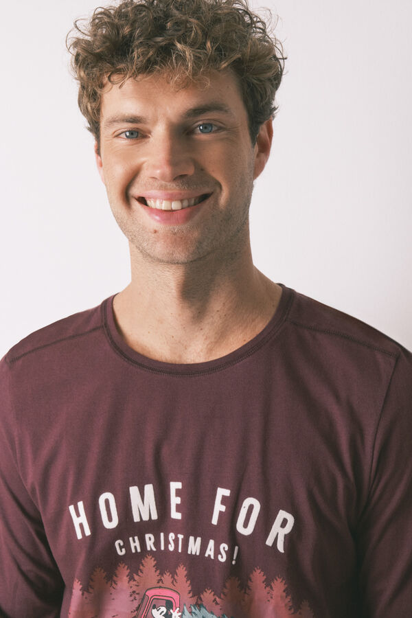 Women'secret Mu&scaron;ka duga pidžama sa Mikijem Mausom od 100% pamuka Bordo