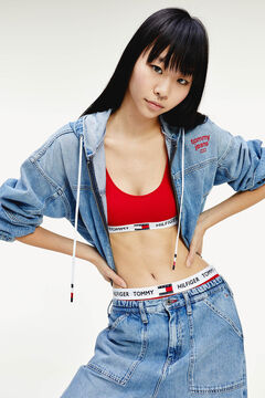 Tommy Jeans Bralette de algod&oacute;n rojo