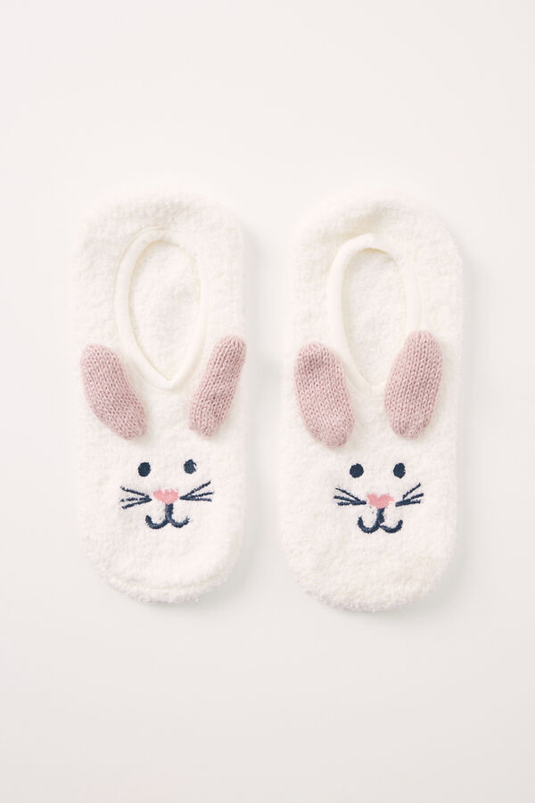 Women'secret Calcetines invisibles pelo conejo  blanco