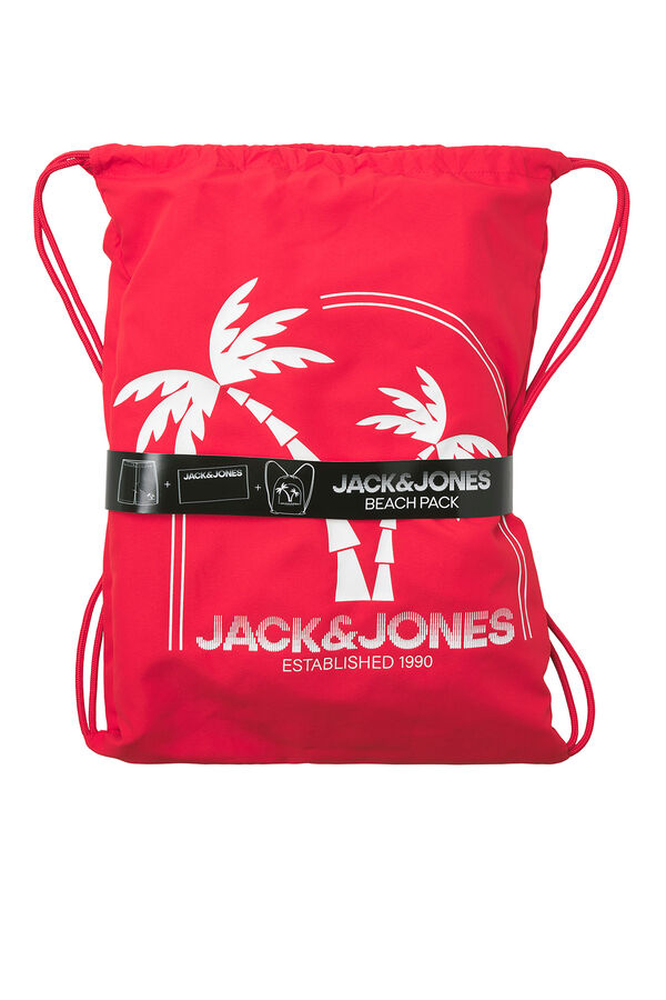 Jack & Jones Pack playa ba&ntilde;ador y toalla rojo