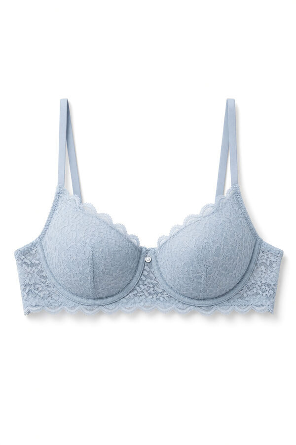 Women'secret Plavi čipkasti balkonet grudnjak sa punjenjem BEAUTIFUL Plava