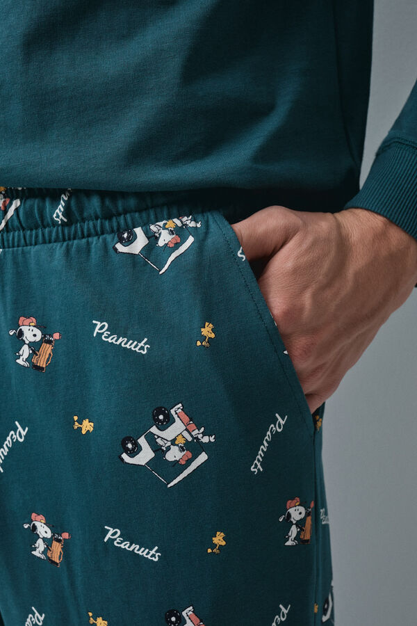 Women'secret Plava pamučna duga pidžama Snoopy Plava