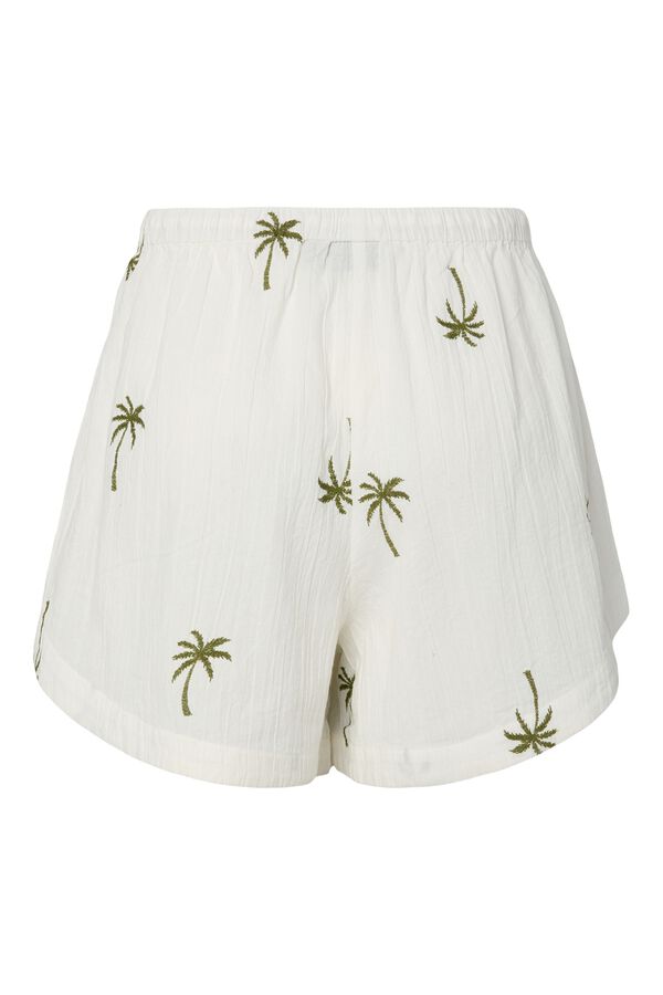 Pieces Shorts algod&oacute;n org&aacute;nico bordado verde