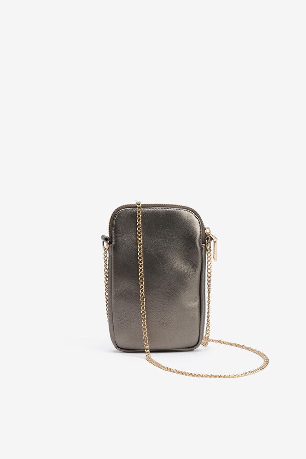 Vilanova Bolso para M&oacute;vil con Aplicaciones con asa de cadena y cierre de cremallera superior.Dimensiones: 11 x 17 x 2 cm grey