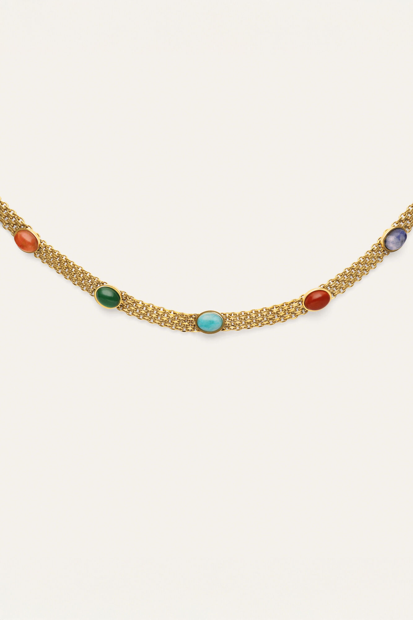 Singularu Choker Tape Stones Acero Ba&ntilde;o Oro
