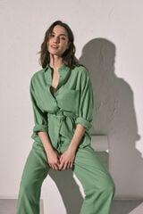 Women'secret Zelena lanena ko&scaron;ulja dugih rukava Zelena