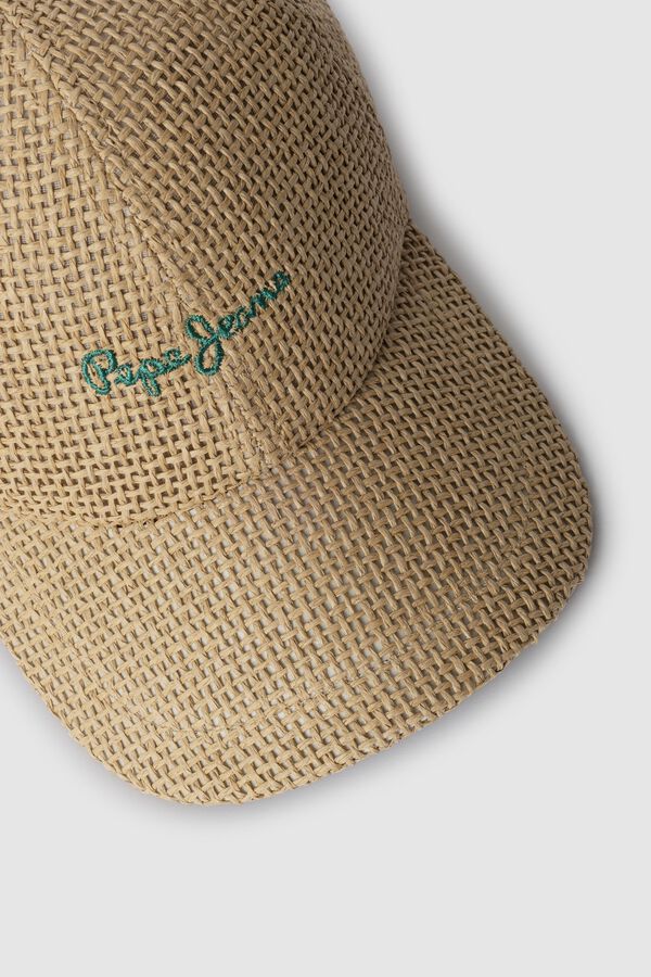 Pepe Jeans Gorra de paja logotipo delantero beige