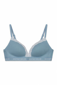 Women'secret Zeleni pamučni rebrasti trouglasti grudnjak CHARMING