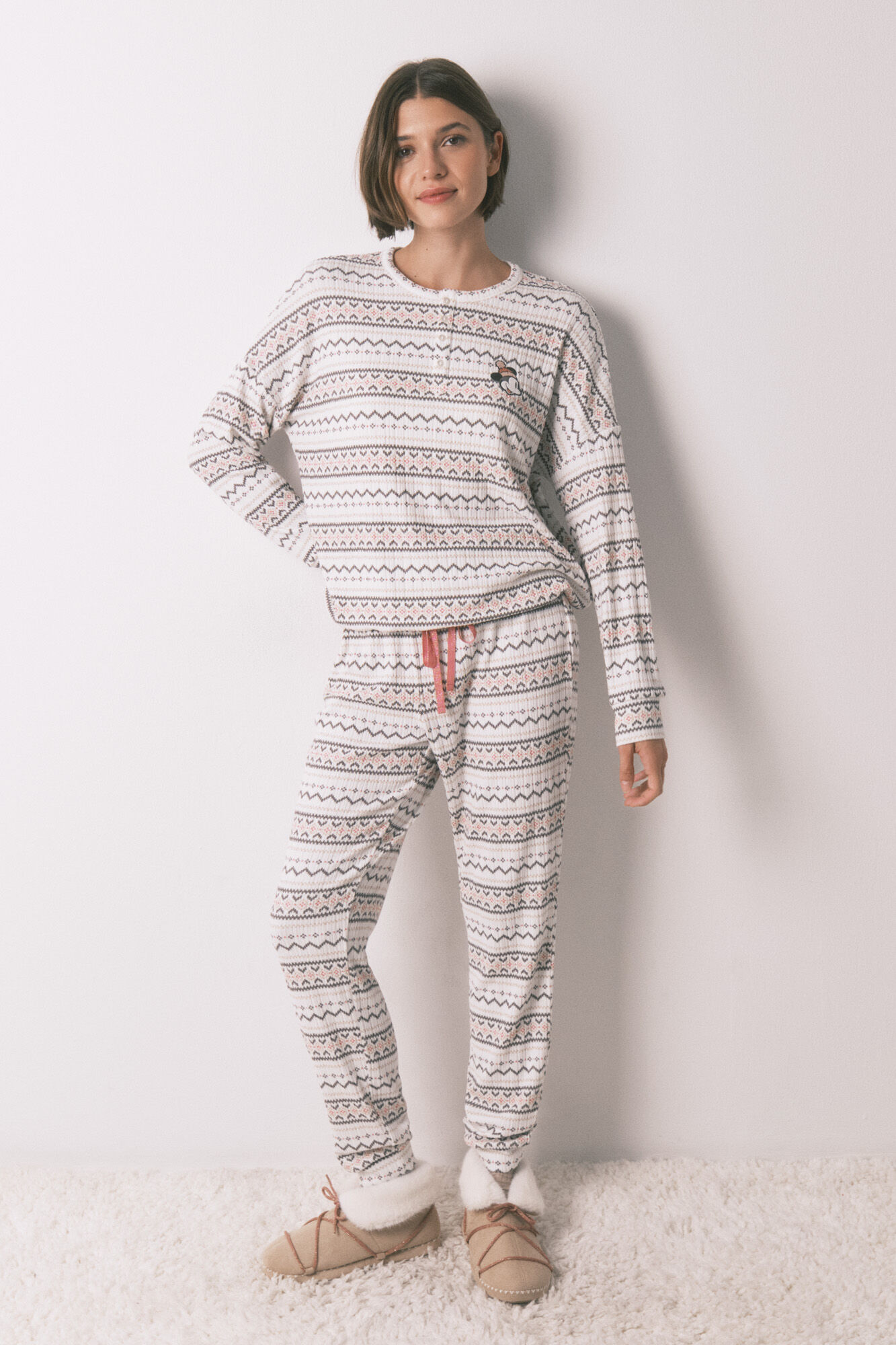 Women'secret Pijama comprido malha quente suave sanefas Mickey