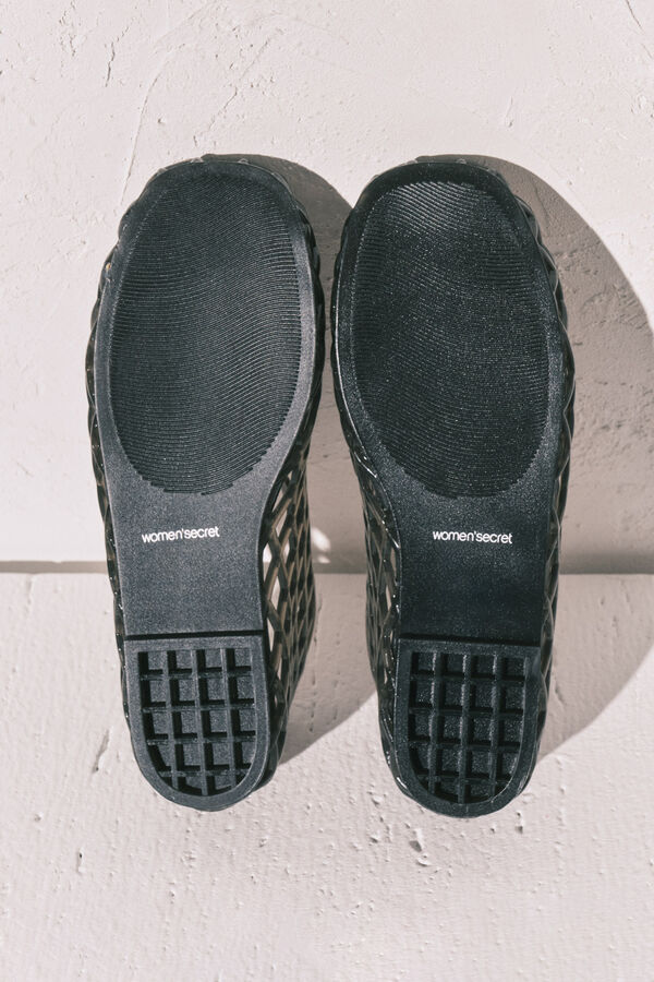 Women'secret Crne mrežaste jelly sandale Crna