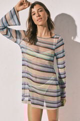 Women'secret Kratka tunika haljina sa prugastim lurex printom Plava