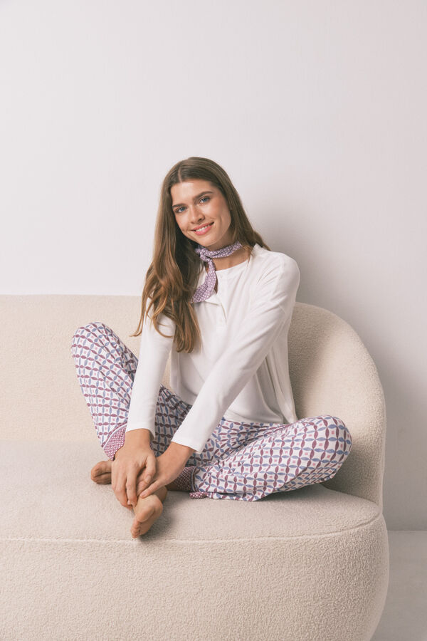 Women'secret Vrećasta bela majica dugi rukav Bela