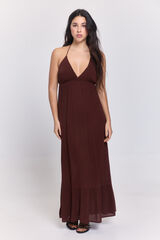 Pieces Vestido viscosa largo rojo