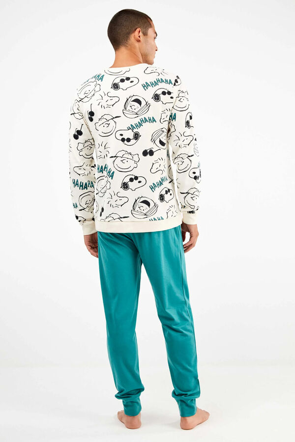 Gisela Snoopy men's pyjamas set in jersey-knit knit white