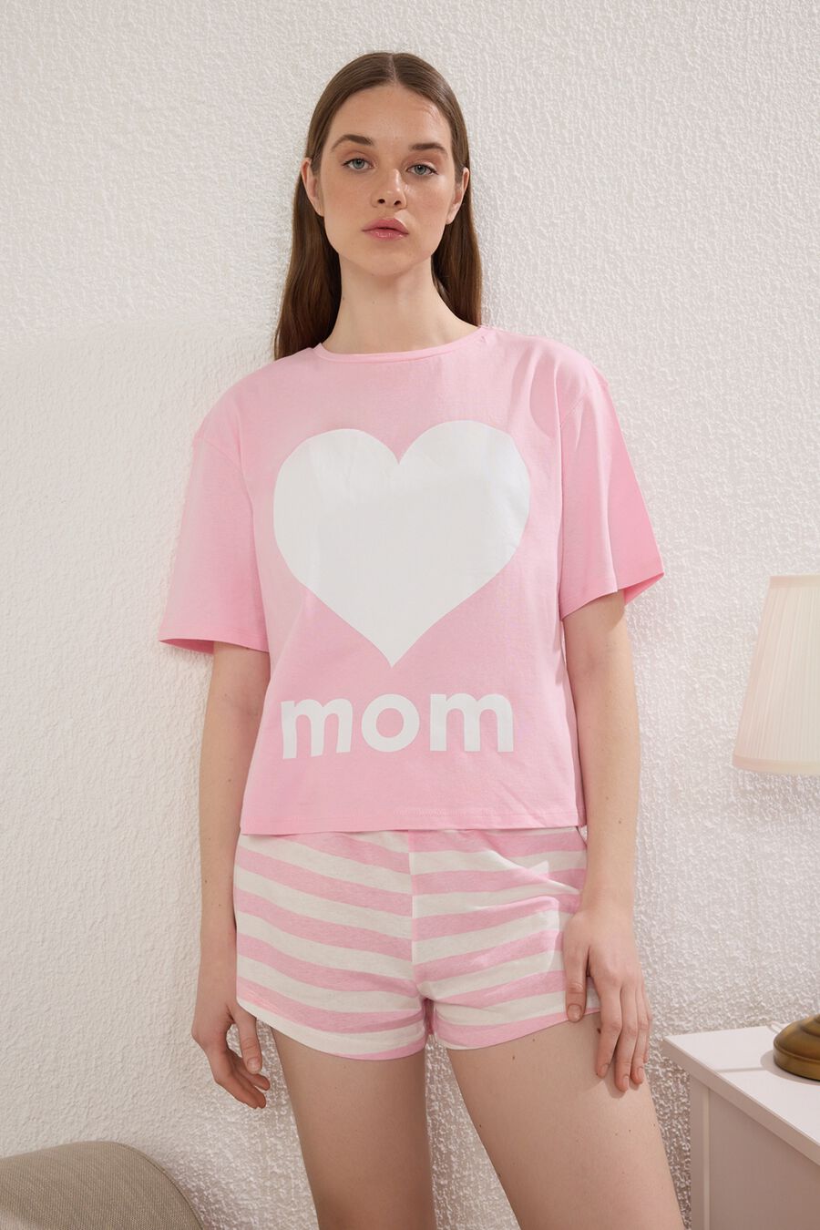 Conjunto de pijama corto rayas "Mom"