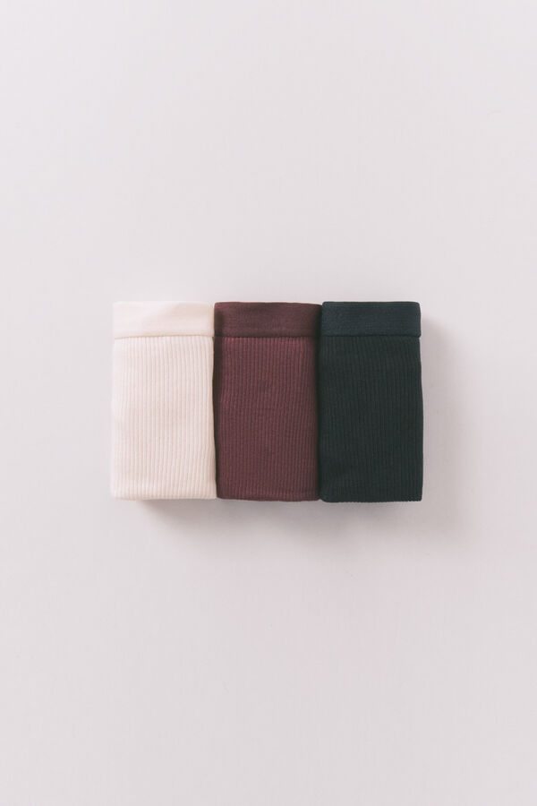 Women'secret Pakovanje od 3 bele rebraste japanke Print