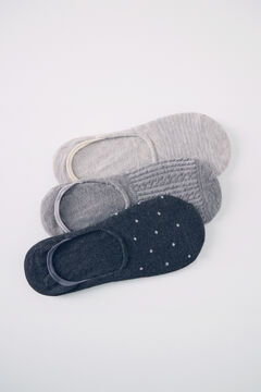 Women'secret 3-pack grey cotton no-show socks printed