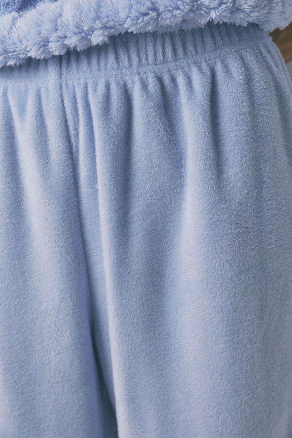 Women'secret SmileyWorld&reg; duga pidžama od flis sa visoka kragna Plava