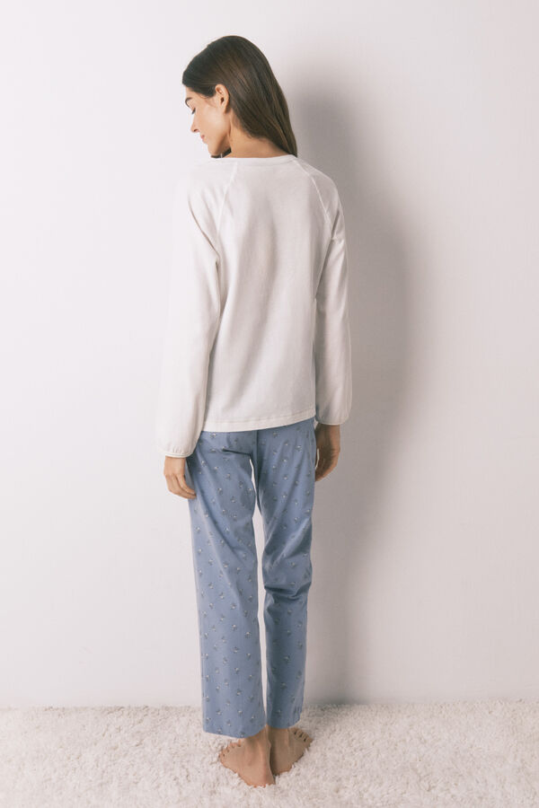 Women'secret Duga pidžama sa cvetnim pantalonama Bež