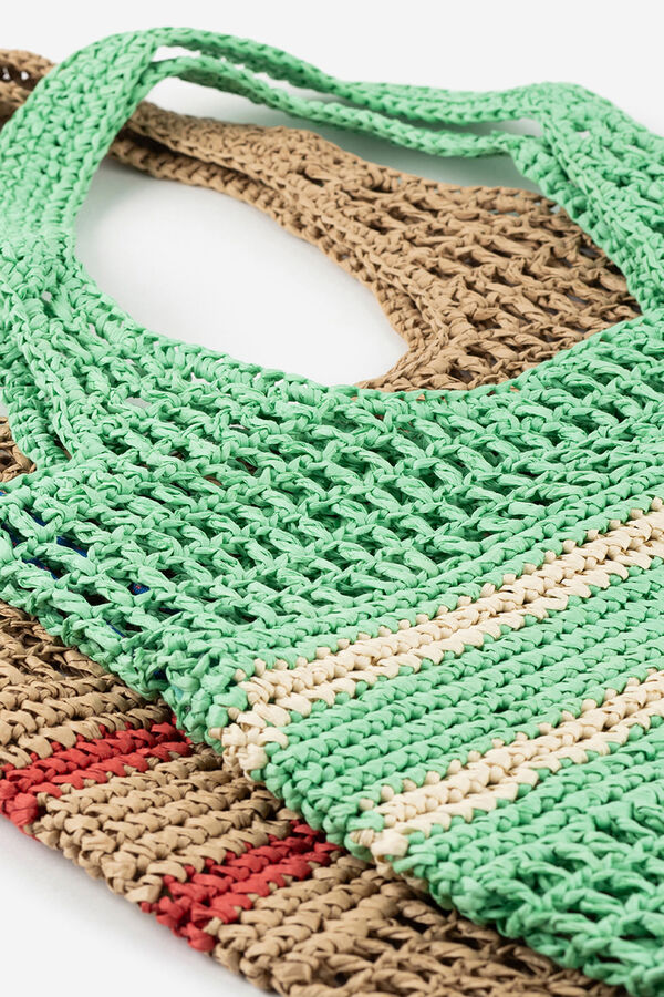 Victoria Bolso tote tejido fibra natural verde