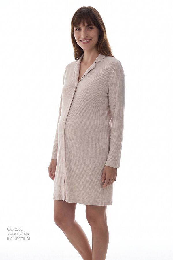 Penti Camis&oacute;n de manga larga para maternidad  beige