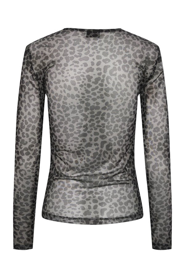 Womensecret Leopard print tulle top with long sleeve Crna