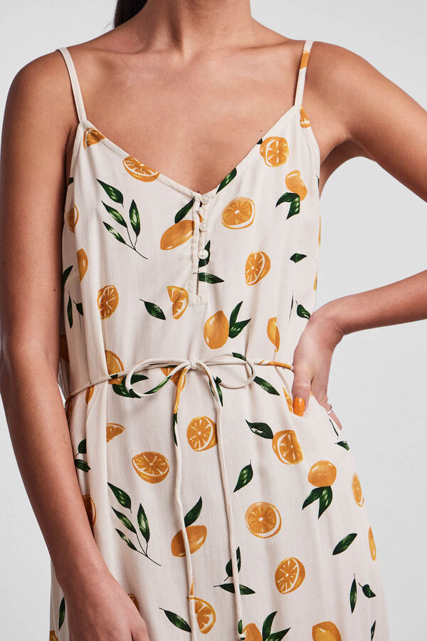 Pieces Short lemon print dress gris