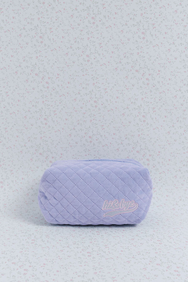 HI&BYE Neceser terciopelo logo bordado azul claro azul