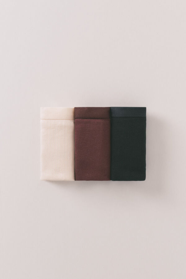 Women'secret Paket od 3 klasične bele rebraste gaće Print