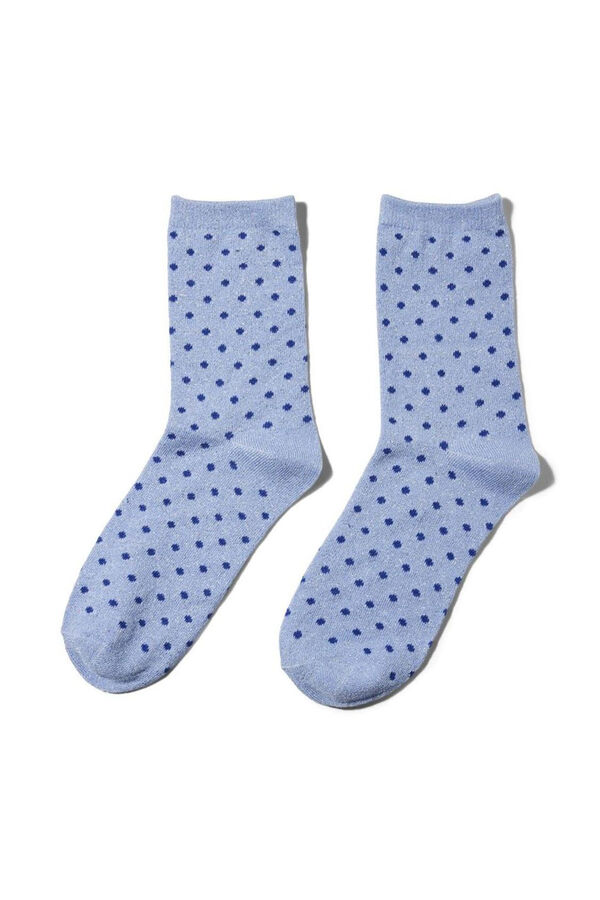 Pieces Polka dot socks with lurex blue