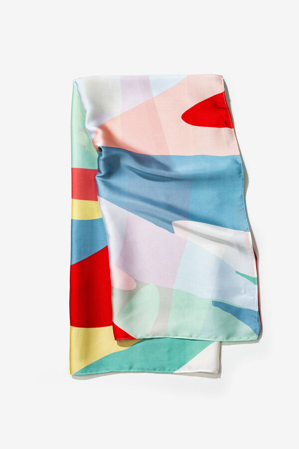 Vilanova Cachecol de cetim com estampa abstrata estampado