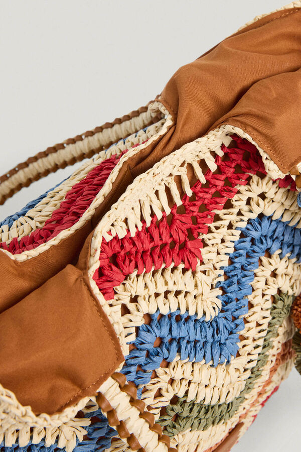 Pepe Jeans Striped raffia tote bag printed