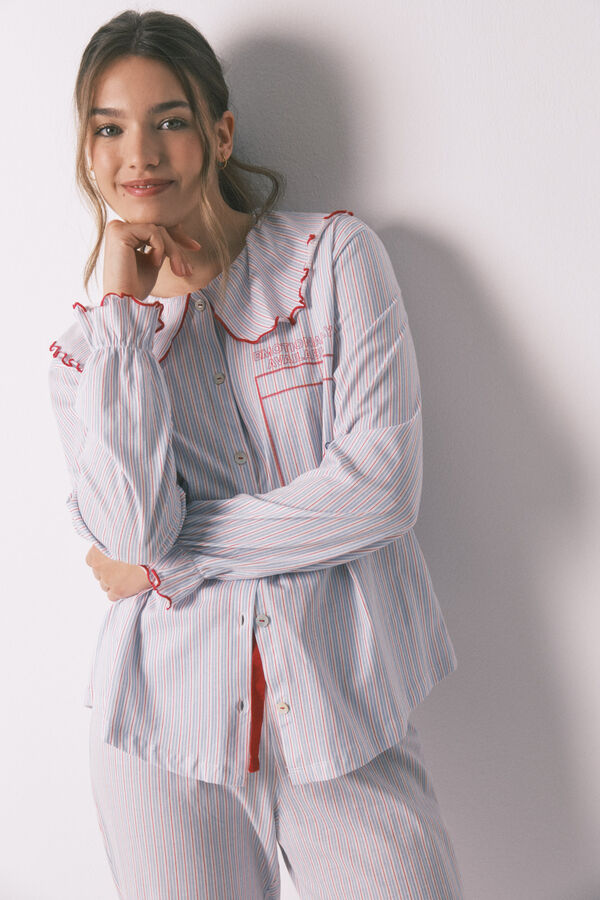 Women'secret Pamučna duga pidžama sa Piter Pan kragnom Print